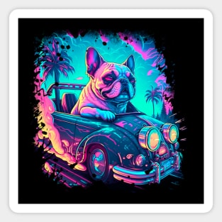 Neon Retro French Bulldog Magnet